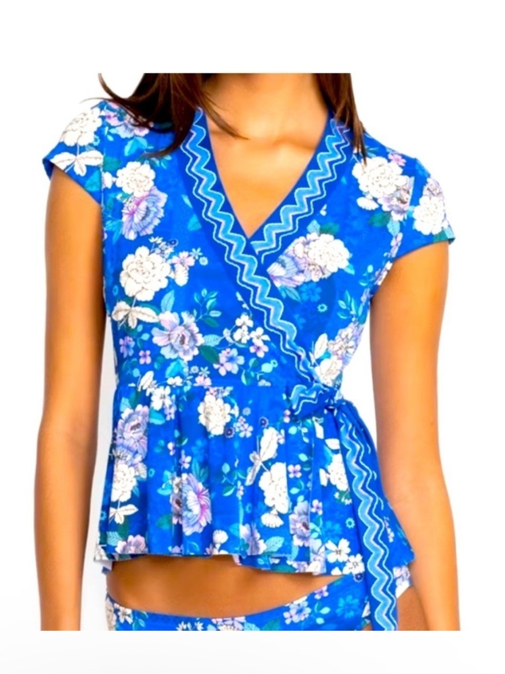 Johnny Was Blue dove tankini Wrap Top